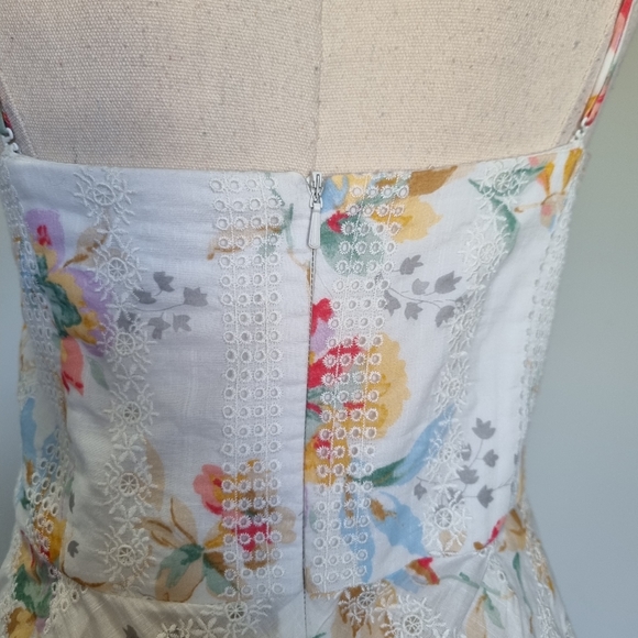 Zimmermann Belle Bustier White Floral Embroidered Eyelet Midi Dress Size 2 - Picture 7 of 11